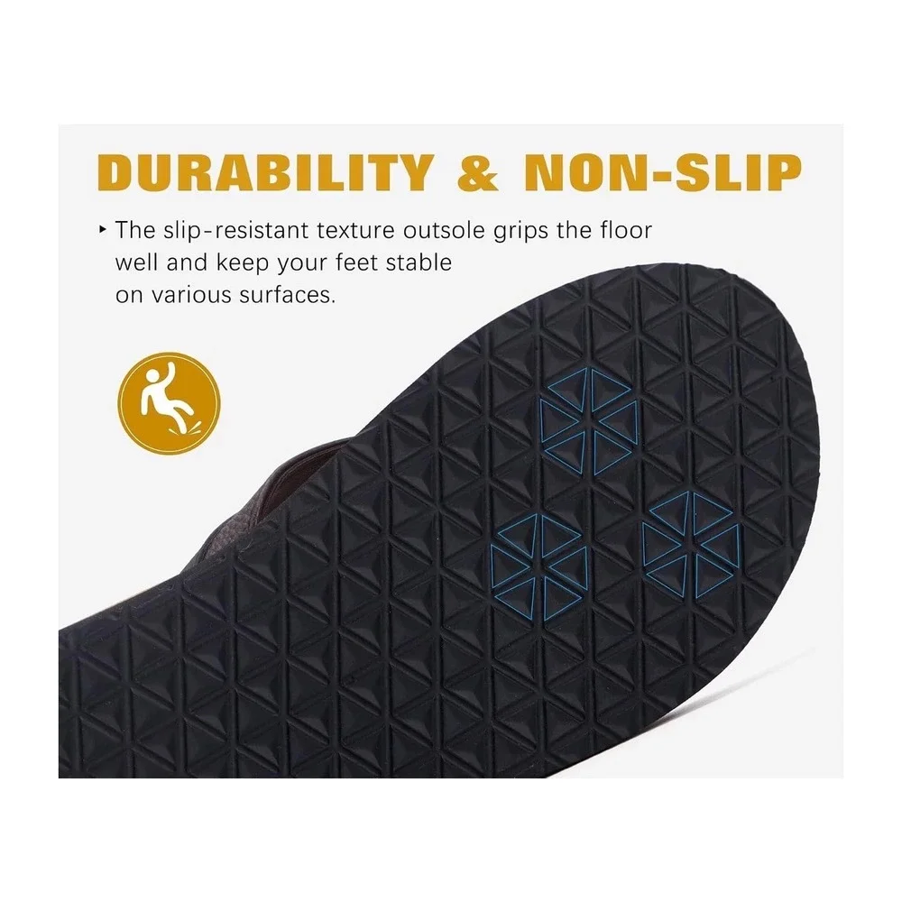 Kuailu Mens Flip Flops Brown Orthopedic Arch Support Yoga Foam Sandals NWOT
